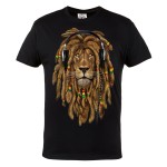KOSZULKA MĘSKA MUZYCZNA DLA FANA REGGAE LEW DREDY RASTA JAMAICA MUSIC HEADPHONES LION