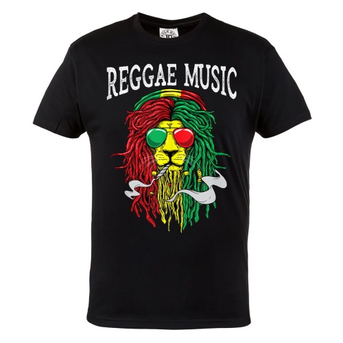 KOSZULKA MĘSKA MUZYCZNA DLA FANA REGGAE LEW Z DREDAMI RASTAFARIANIZM JAMAICA MUSIC LION 1
