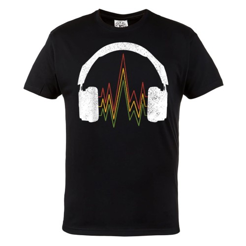 KOSZULKA MĘSKA MUZYCZNA DLA FANA REGGAE SŁUCHAWKI RASTAFARI JAMAICA MUSIC HEADPHONES 1