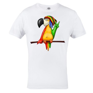 KOSZULKA MĘSKA MUZYCZNA DLA FANA REGGAE KOLOROWA PAPUGA RASTAFARIANIZM JAMAICA MUSIC PARROT