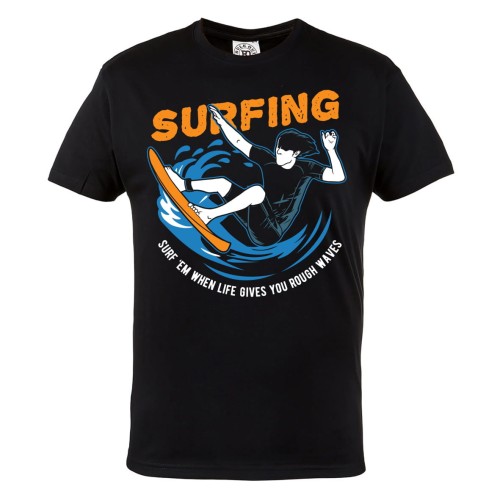 KOSZULKA MĘSKA SPORTY EKSTREMALNE SURFING ADRENALINA SURF 'EM WHEN LIFE GIVES YOU ROUGH WAVES 1