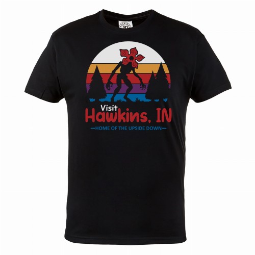 KOSZULKA MĘSKA SERIALOWA STRANGER THINGS VISIST HAWKINS HOME OF THE UPSIDE DOWN 1