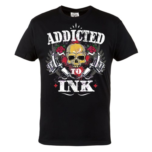 KOSZULKA MĘSKA DLA TATUAŻYSTY W ROCKOWYM STYLU TATUAŻE TATUATOR TATTOO ADDICTED TO INK CZACHA RÓŻE 1