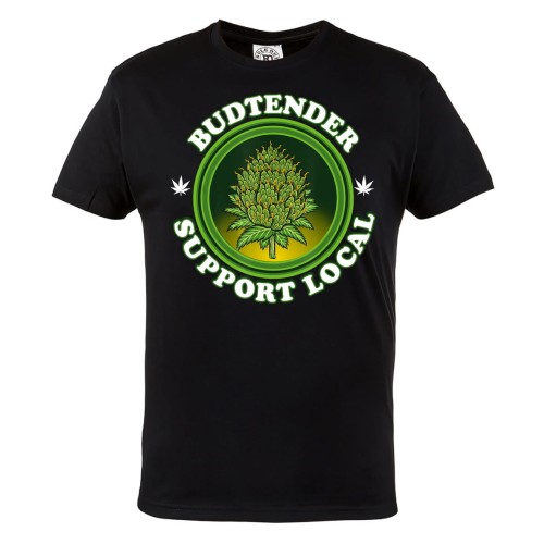 MĘSKA KOSZULKA CANNABIS MARIHUANA ZIOŁO WEED HIGH BUDTENDER SUPPORT LOCAL 1