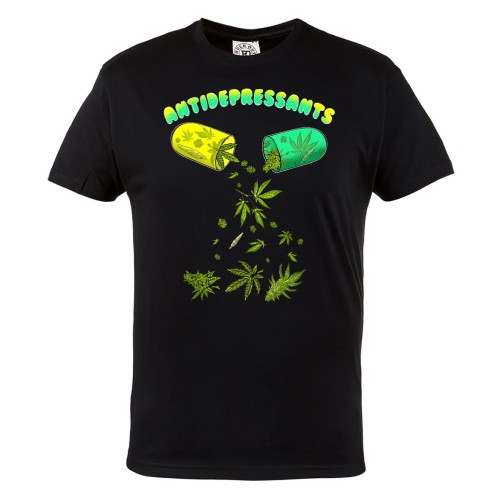 MĘSKA KOSZULKA MARIHUANA ZIOŁO WEED 420 KONOPIE INDYJSKIE ANTIDEPRESSANTS 1