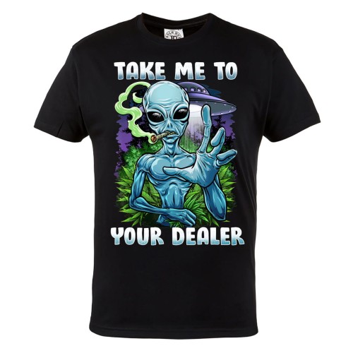 MĘSKA KOSZULKA MARIHUANA CANNABIS ZIOŁO WEED 420 OBCY UFO TAKE ME TO YOUR DEALER 1