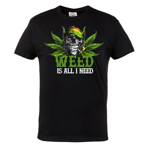 MĘSKA KOSZULKA MARIHUANA CANNABIS ZIOŁO 420 WEED IS ALL I NEED CZASZKA