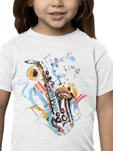 KOSZULKA DZIECIĘCA MUZYCZNA KOLOROWY SAKSOFON 