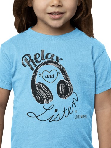 KOSZULKA DZIECIĘCA MUZYCZNA SŁUCHAWKI RELAX AND LISTEN TO GOOD MUSIC 