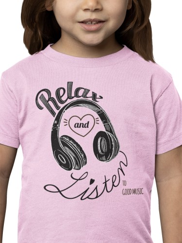 KOSZULKA DZIECIĘCA MUZYCZNA SŁUCHAWKI RELAX AND LISTEN TO GOOD MUSIC 
