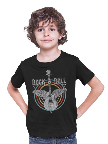 KOSZULKA DZIECIĘCA MUZYCZNA DLA GITARZYSTY ROCK & ROLL GITARA ELEKTRYCZNA 