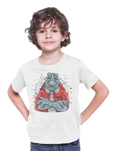 KOSZULKA DZIECIĘCA MUZYCZNA DINOZAUR T-REX SŁUCHAWKI 