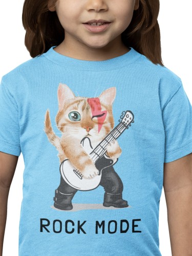 KOSZULKA DZIECIĘCA MUZYCZNA KOTEK Z GITARĄ GITARZYSTA ROCK MODE