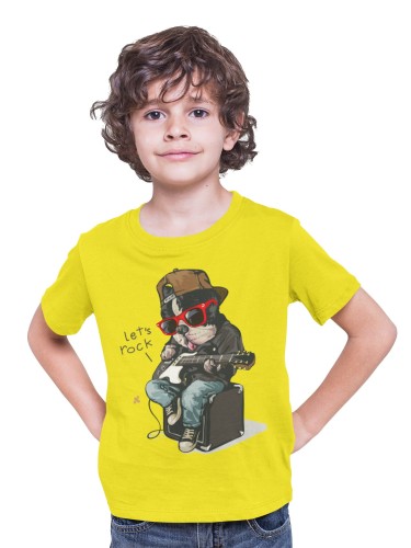 KOSZULKA DZIECIĘCA MUZYCZNA BULDOG FRANCUSKI Z GITARĄ LET'S ROCK 