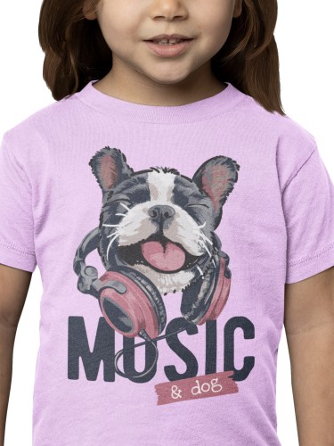 KOSZULKA DZIECIĘCA MUZYCZNA BULDOG FRANCUSKI BULDOŻEK FRENCHIE SŁUCHAWKI MUSIC & DOG 