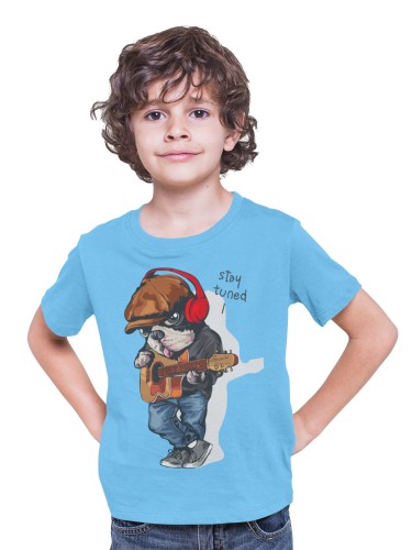 KOSZULKA DZIECIĘCA MUZYCZNA BULDOG FRANCUSKI Z GITARĄ BULDOŻEK FRENCHIE 