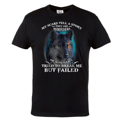 KOSZULKA MĘSKA Z WILKIEM WOLF ANIMAL DZIKIE ZWIERZĘ MY SCARS TELL A STORY 1
