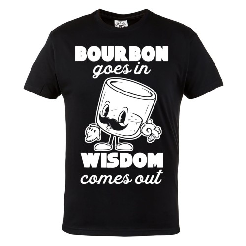 KOSZULKA MĘSKA WHISKY WHISKEY BOURBON GOES IN, WISDOM COMES OUT