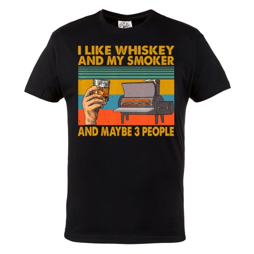 KOSZULKA MĘSKA WHISKY Z LODEM I LIKE WHISKEY AND MY SMOKER AND MAYBE 3 PEOPLE 1