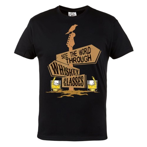 KOSZULKA MĘSKA WHISKY WHISKEY GLASSES DROGOWSKAZ GITARA