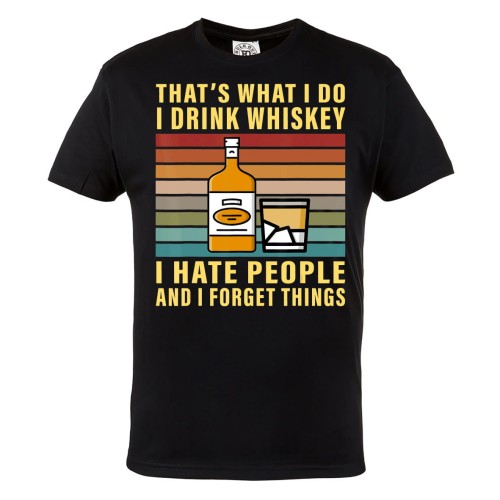 KOSZULKA MĘSKA WHISKY Z LODEM ALKOHOL I DRINK WHISKEY I HATE PEOPLE 1