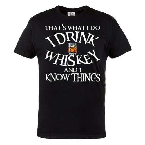 KOSZULKA MĘSKA WHISKY Z LODEM ALKOHOL DLA KONESERA I DRINK WHISKEY AND I KNOW THINGS