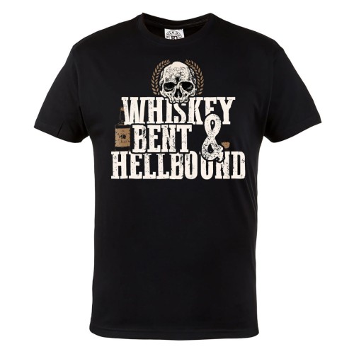 KOSZULKA MĘSKA MROCZNA WHISKY CZASZKA WHISKEY BENT AND HELLBOUND
