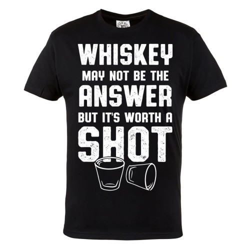 KOSZULKA MĘSKA Z ZABAWNYM NADRUKIEM WHISKY WHISKEY WARTO SPRÓBOWAĆ 1