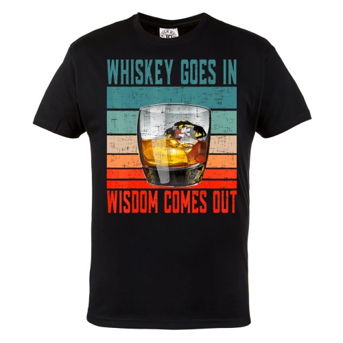 KOSZULKA MĘSKA WHISKY Z LODEM WHISKEY I MĄDROŚĆ WHISKEY GOES IN, WISDOM COMES OUT 1