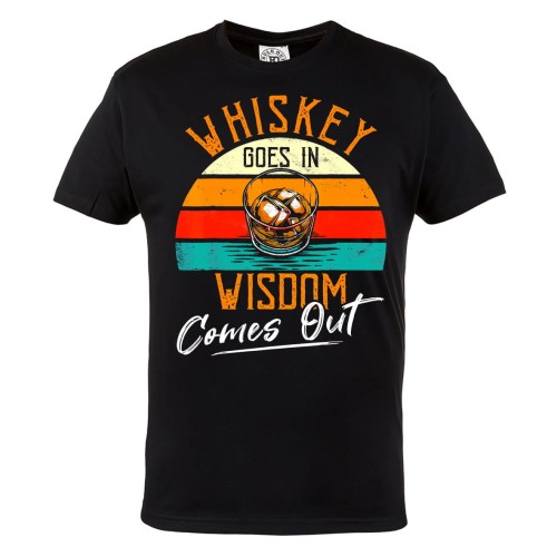 KOSZULKA MĘSKA WHISKY Z LODEM WHISKEY I MĄDROŚĆ WHISKEY GOES IN, WISDOM COMES OUT 1