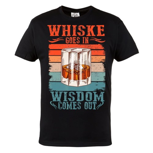 KOSZULKA MĘSKA WHISKY Z LODEM WHISKEY GOES IN, WISDOM COMES OUT VINTAGE 1