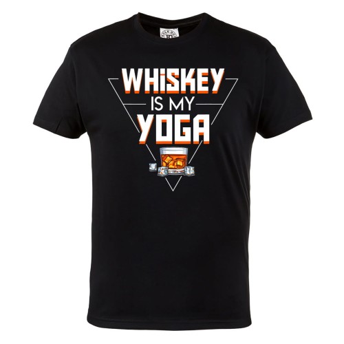 KOSZULKA MĘSKA Z ZABAWNYM NADRUKIEM WHISKY Z LODEM JOGA WHISKEY IS MY YOGA