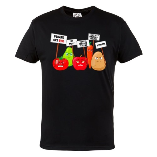 MĘSKA KOSZULKA DLA WEGETARIANINA Z ZABAWNYM NADRUKIEM WEGETARIANIZM WEGANIZM VEGAN STRAJK WARZYW I OWOCÓW