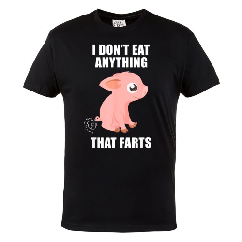 MĘSKA KOSZULKA DLA WEGETARIANINA Z ZABAWNYM NADRUKIEM WEGETARIANIZM WEGANIZM VEGAN I DON'T EAT ANYTHING THAT FARTS 1