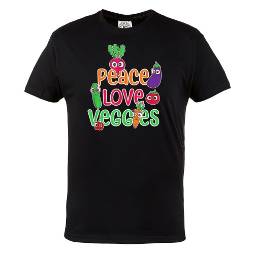 MĘSKA KOSZULKA DLA WEGETARIANINA Z ZABAWNYM NADRUKIEM WEGETARIANIZM WEGANIZM VEGAN PEACE LOVE VEGGIES 1
