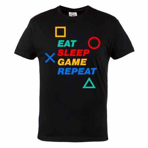 KOSZULKA GAMINGOWA DLA GRACZA EAT SLEEP GAME REPEAT