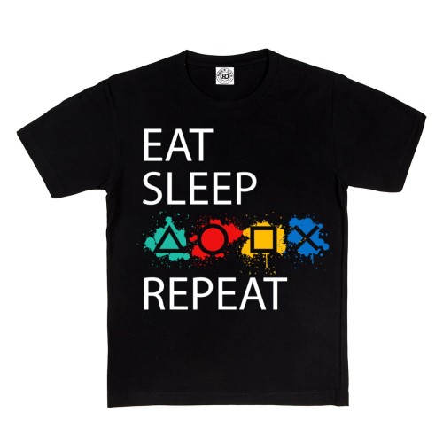 DZIECIĘCA KOSZULKA GAMINGOWA DLA GRACZA EAT SLEEP PLAY REPEAT 1