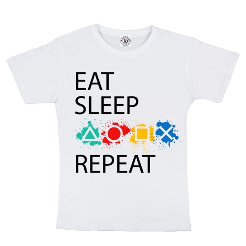 DZIECIĘCA KOSZULKA GAMINGOWA DLA GRACZA EAT SLEEP PLAY REPEAT 1