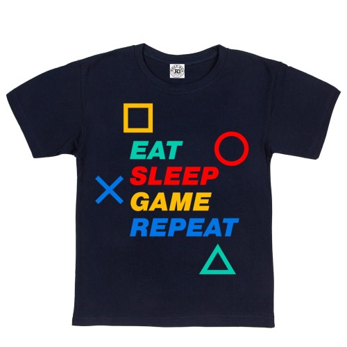 DZIECIĘCA KOSZULKA GAMINGOWA DLA GRACZA EAT SLEEP GAME REPEAT 1