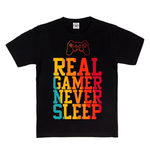 DZIECIĘCA KOSZULKA GAMINGOWA DLA GRACZA REAL GAMER NEVER SLEEP GAMEPAD 1