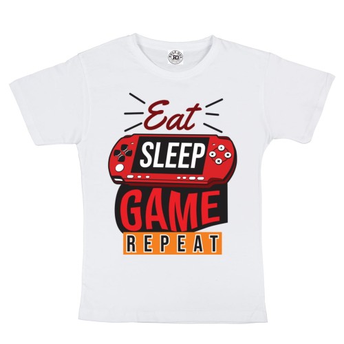 DZIECIĘCA KOSZULKA GAMINGOWA DLA GRACZA KONSOLA EAT SLEEP GAME REPEAT 1