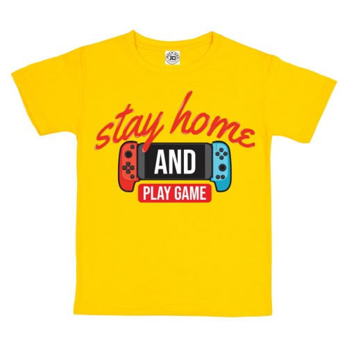DZIECIĘCA KOSZULKA GAMINGOWA DLA GRACZA KONSOLA STAY HOME AND PLAY GAME