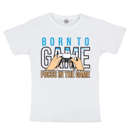 DZIECIĘCA KOSZULKA GAMINGOWA DLA GRACZA GAMEPAD BORN TO GAME FOCUS IN THE GAME 1