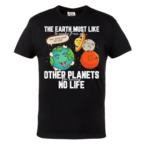 KOSZULKA MĘSKA Z ZABAWNYM NADRUKIEM ASTRONOMIA UKŁAD SŁONECZNY PLANETY ZIEMIA YOU GUYS HAVE NO LIFE