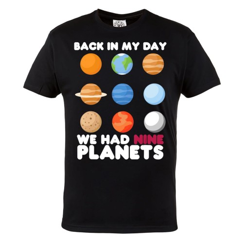 KOSZULKA MĘSKA ASTRONOMIA UKŁAD SŁONECZNY ASTRONOM 9 PLANET BACK IN MY DAY WE HAD NINE PLANETS 1