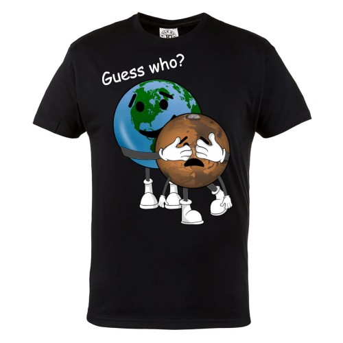 KOSZULKA MĘSKA Z ZABAWNYM NADRUKIEM ASTRONOMIA UKŁAD SŁONECZNY ASTRONOM PLANETY ZIEMIA I MARS GUESS WHO? 1