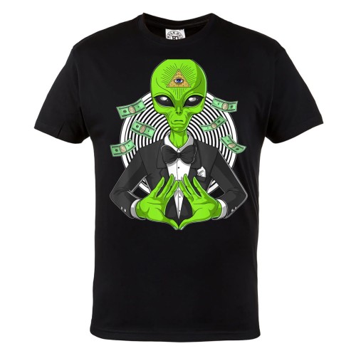 KOSZULKA MĘSKA UFO STATEK KOSMICZNY OBCY ALIEN PIENIĄDZE KASA OKO OPATRZNOŚCI