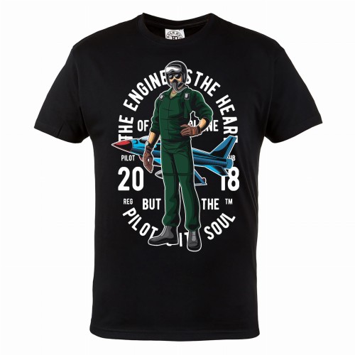 KOSZULKA MĘSKA DLA PILOTA SIŁ POWIETRZNYCH SAMOLOT F16 THE ENGINE IS THE HEART BUT THE PILOT IS THE SOUL
