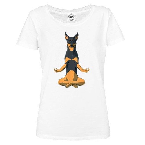 KOSZULKA DAMSKA Z PSEM PSIA JOGA YOGA FITNESS MEDYTACJA RELAKS PINCZEREK