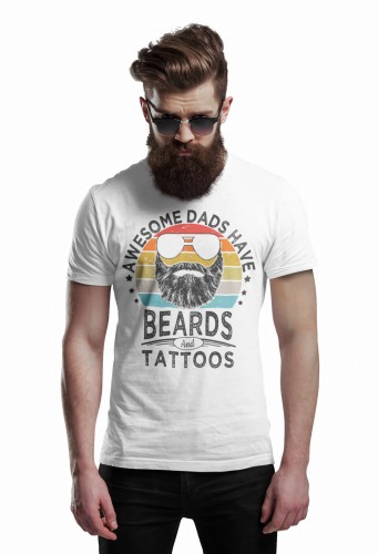 MĘSKA KOSZULKA DLA TATY BRODACZA BRODA AWESOME DADS HAVE BEARDS AND TATTOOS